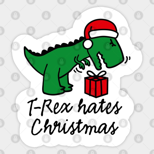 T-Rex hates Christmas ugly xmas dinosaur Christmas present gift Sticker by LaundryFactory